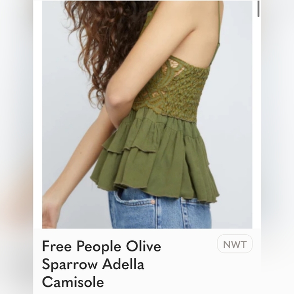 Free People Adella Cami             NWT. Sz M. 🫒 Olive. - Picture 2 of 4